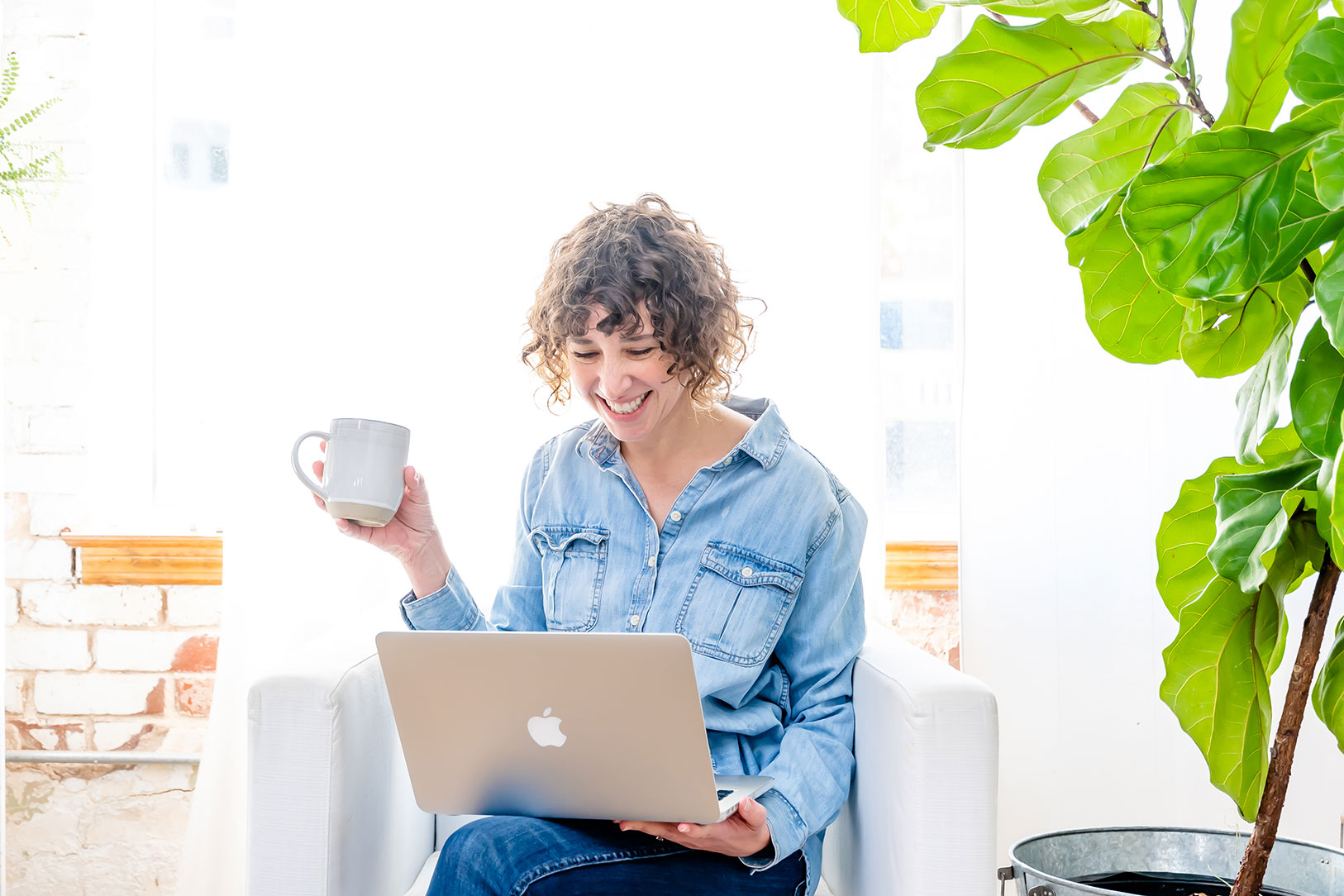 Woman looking at computer